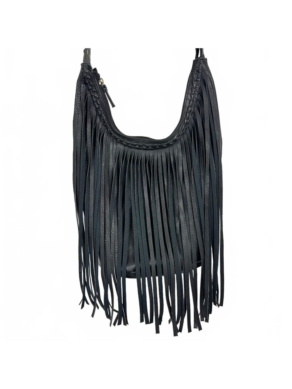Arizona Black fringe crossbody copper hardware